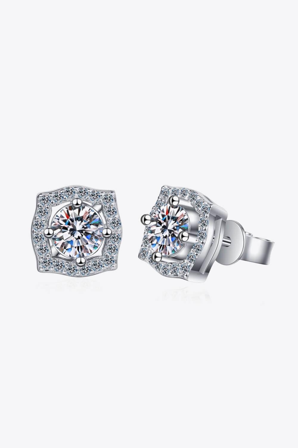 1 Carat Moissanite Geometric Stud Earrings - Earrings - FITGGINS