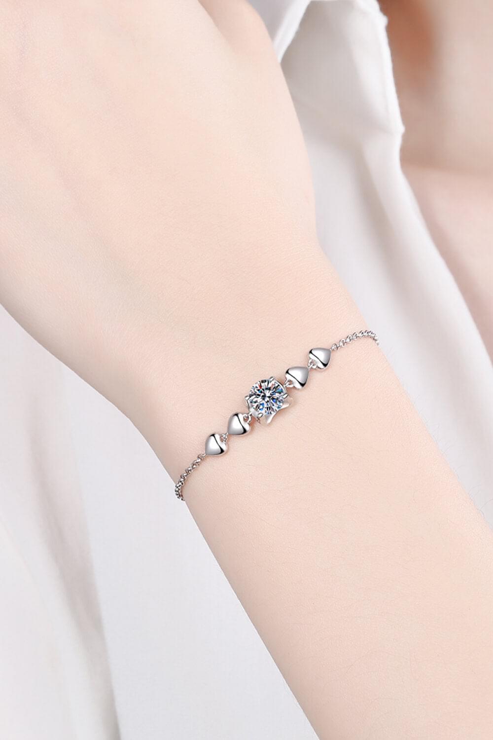 1 Carat Moissanite Heart Bracelet - Bracelets - FITGGINS