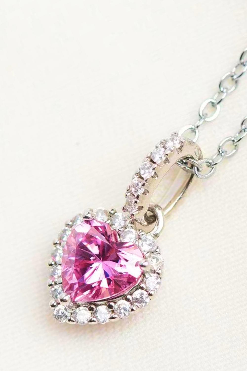 1 Carat Moissanite Heart Pendant Necklace - Necklaces - FITGGINS