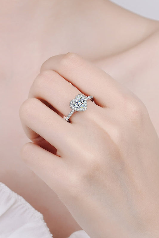 1 Carat Moissanite Heart-Shaped Ring - Rings - FITGGINS