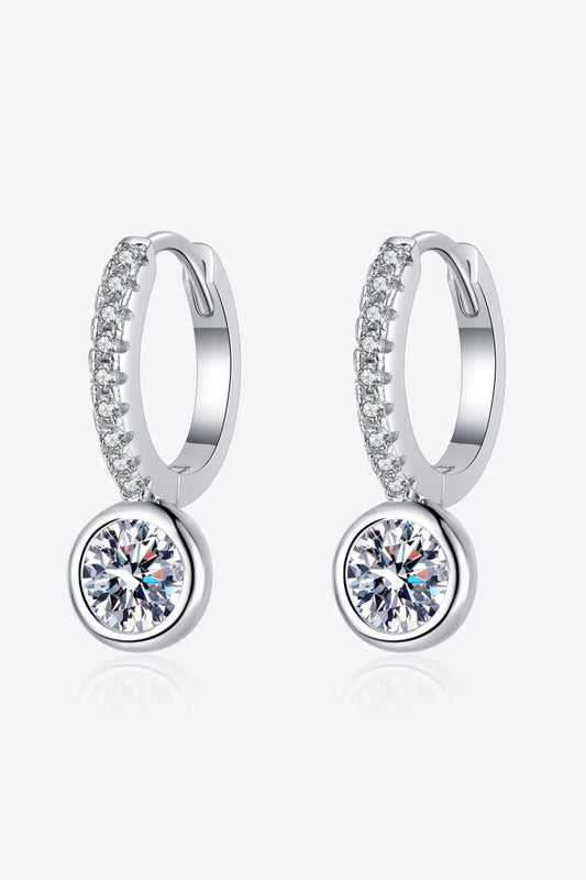 1 Carat Moissanite Rhodium-Plated Drop Earrings - Earrings - FITGGINS