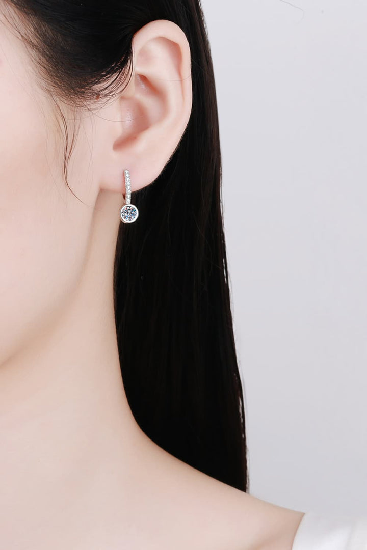 1 Carat Moissanite Rhodium-Plated Drop Earrings - Earrings - FITGGINS