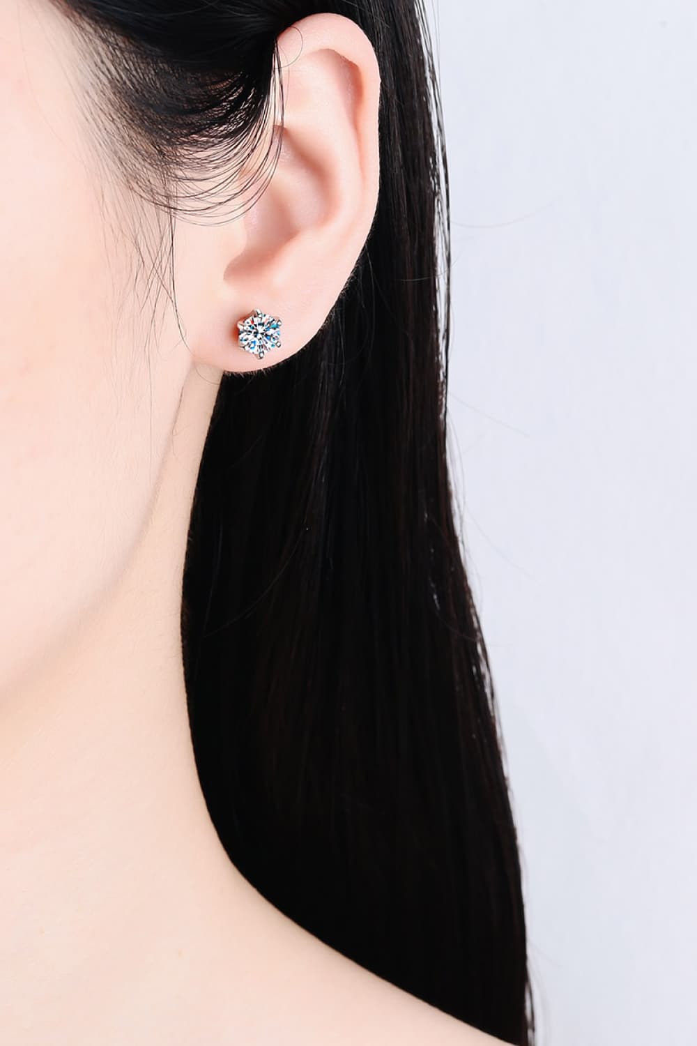 1 Carat Moissanite Rhodium-Plated Stud Earrings - Earrings - FITGGINS