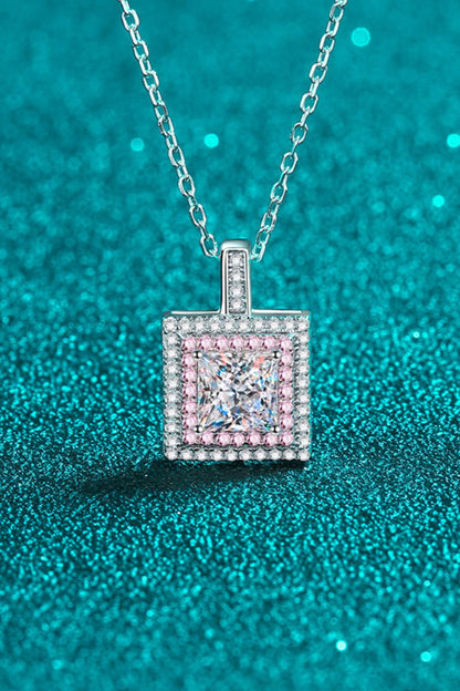 1 Carat Moissanite Square Pendant Chain Necklace - Necklaces - FITGGINS