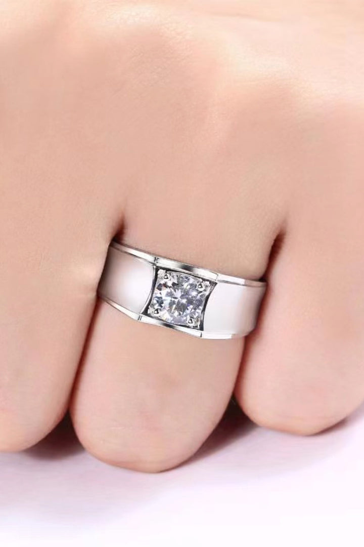 1 Carat Moissanite Wide Band Ring - Rings - FITGGINS