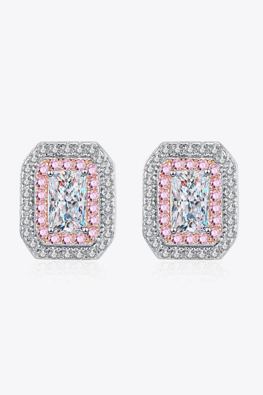 1 Carat Moissanite and Zircon Contrast Geometric Stud Earrings - Earrings - FITGGINS