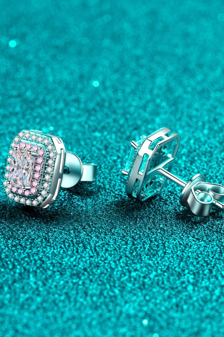 1 Carat Moissanite and Zircon Contrast Geometric Stud Earrings - Earrings - FITGGINS