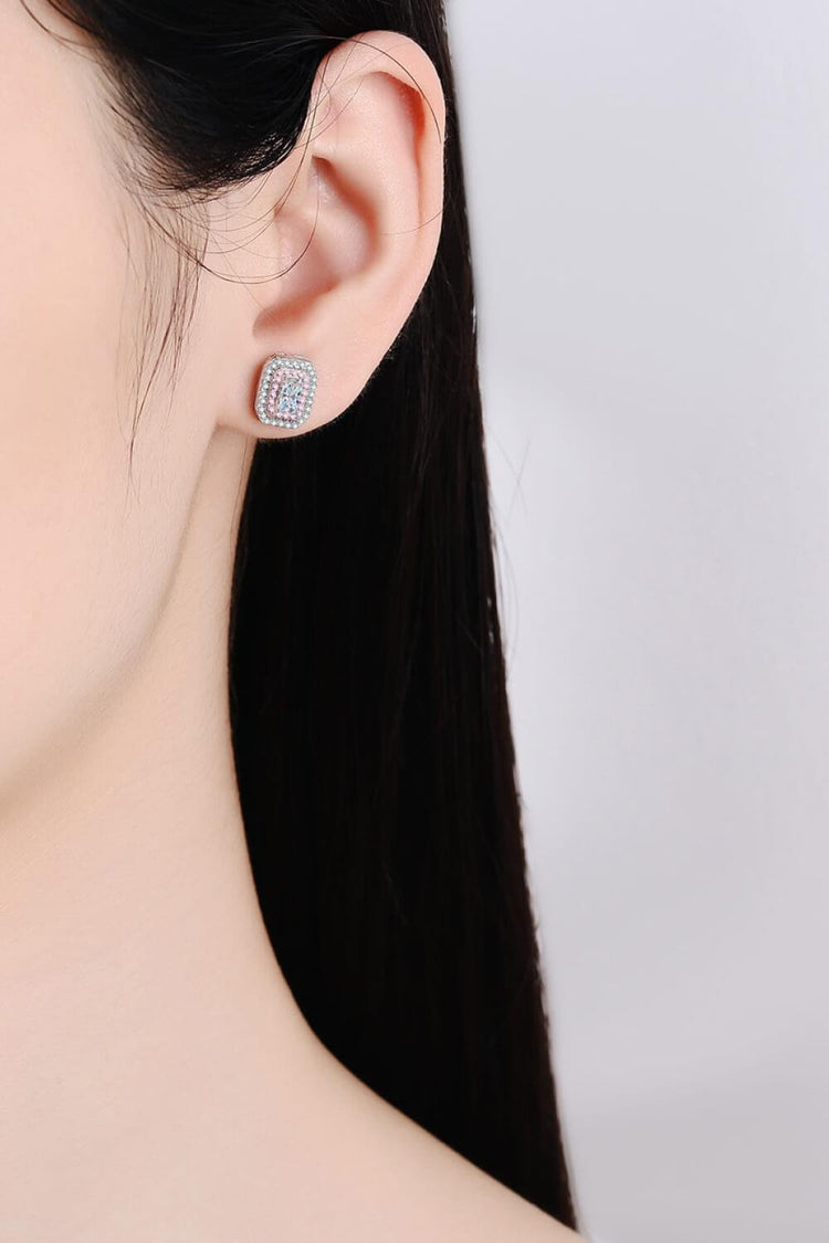 1 Carat Moissanite and Zircon Contrast Geometric Stud Earrings - Earrings - FITGGINS