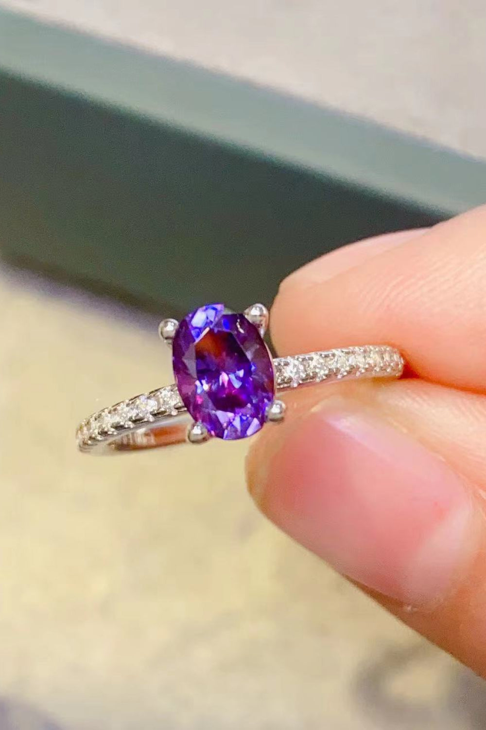 1 Carat Purple Moissanite 4-Prong Ring - Rings - FITGGINS