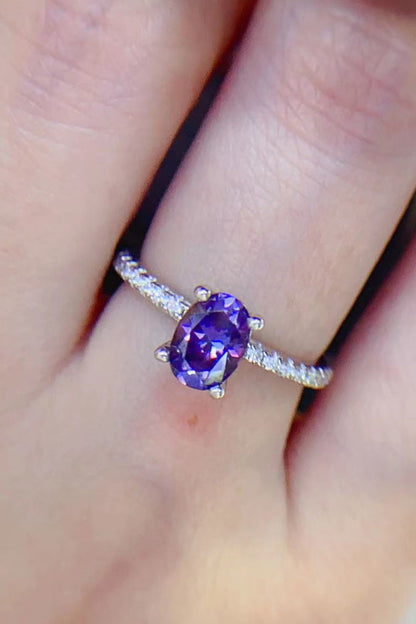 1 Carat Purple Moissanite 4-Prong Ring - Rings - FITGGINS