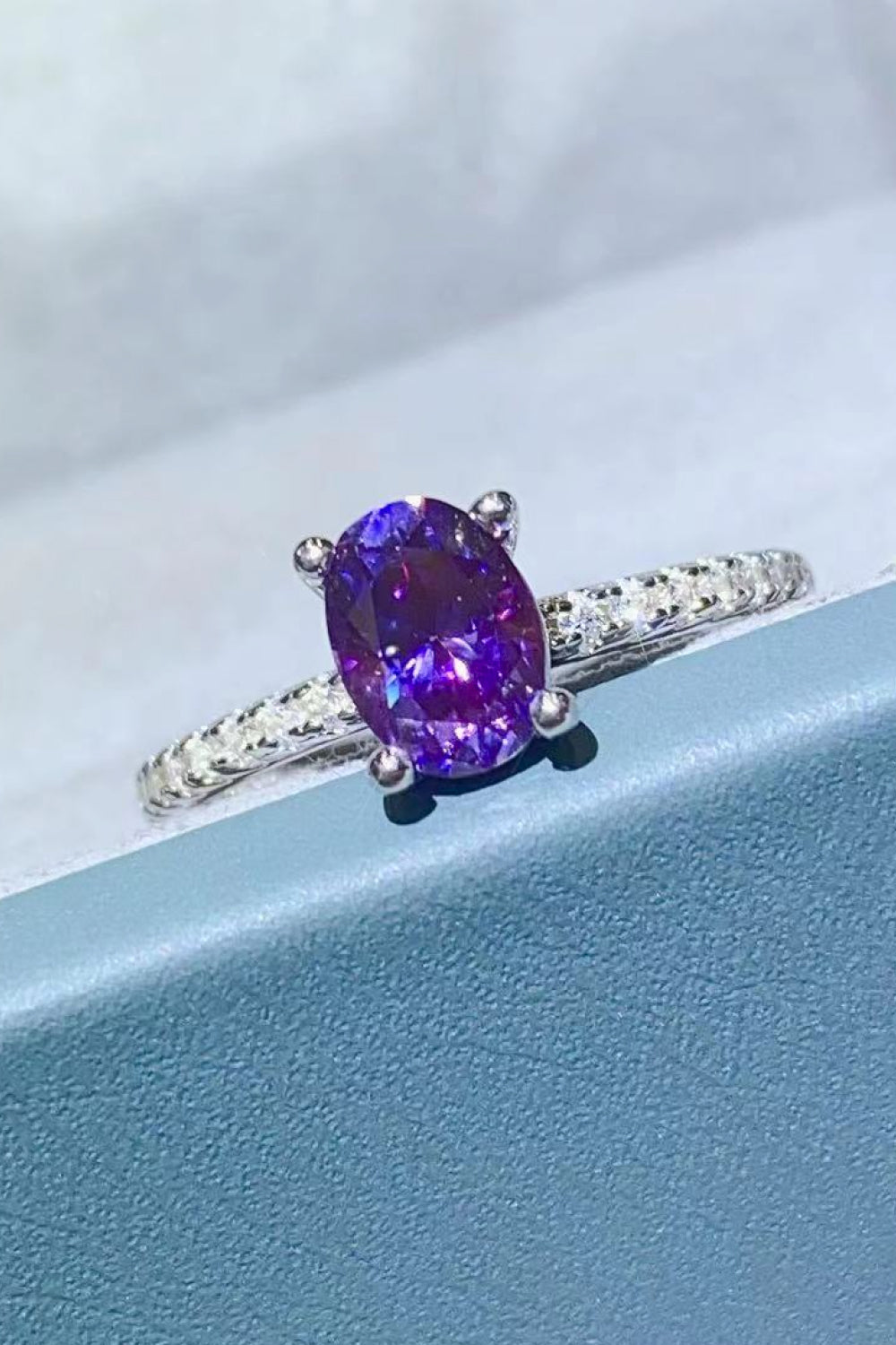 1 Carat Purple Moissanite 4-Prong Ring - Rings - FITGGINS