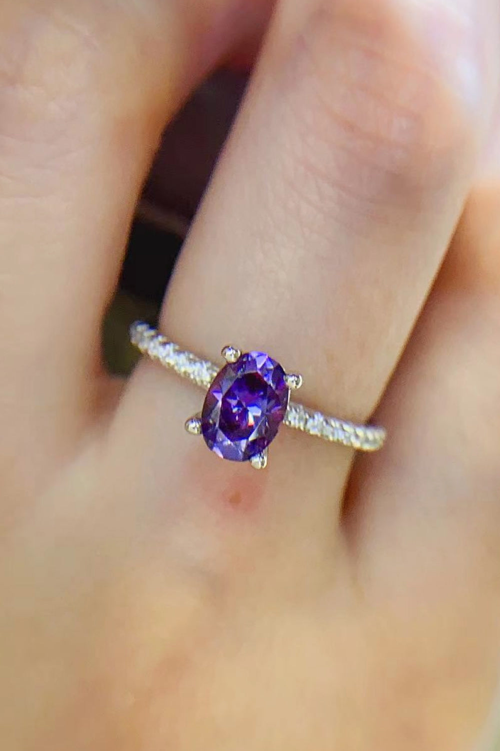 1 Carat Purple Moissanite 4-Prong Ring - Rings - FITGGINS