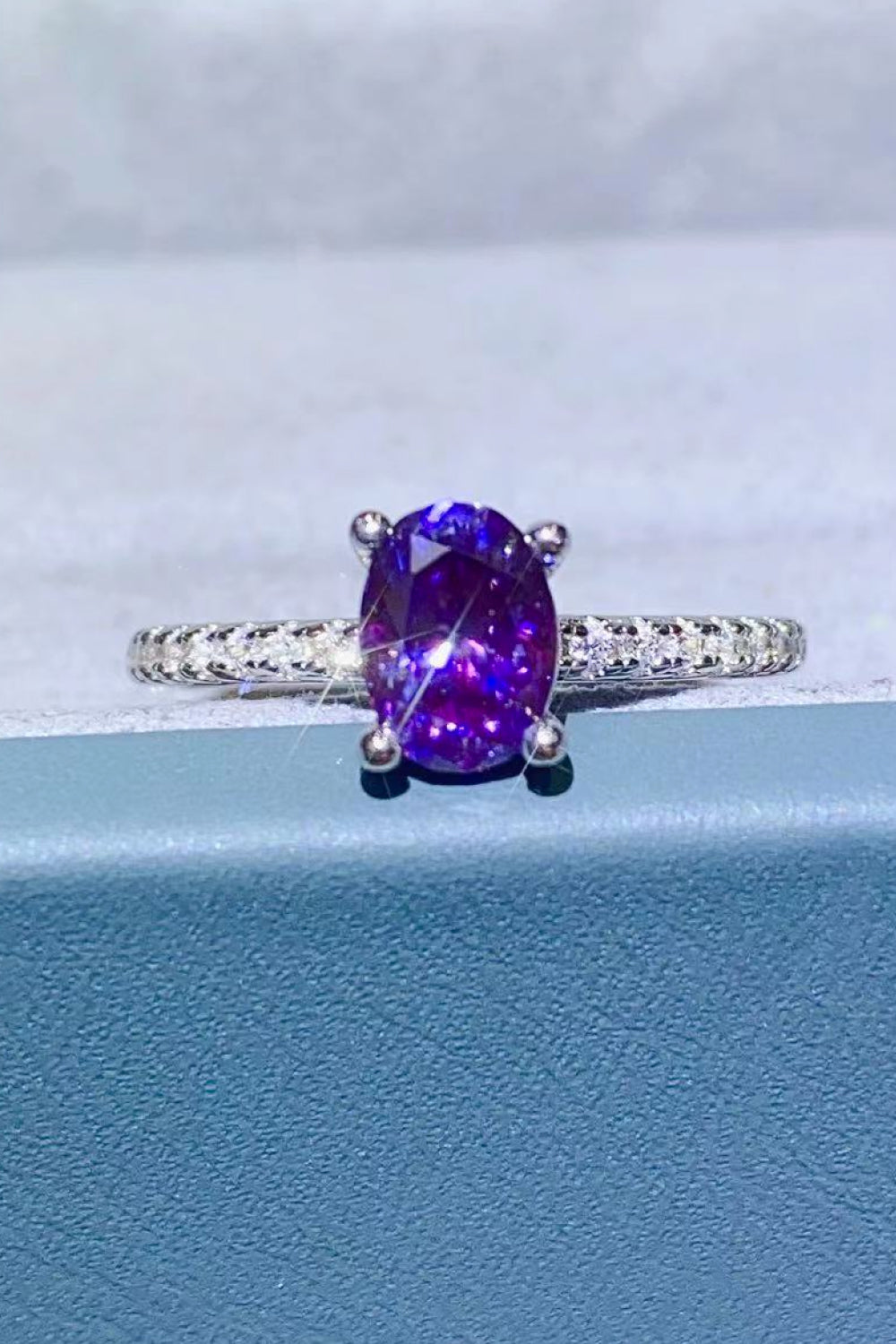 1 Carat Purple Moissanite 4-Prong Ring - Rings - FITGGINS