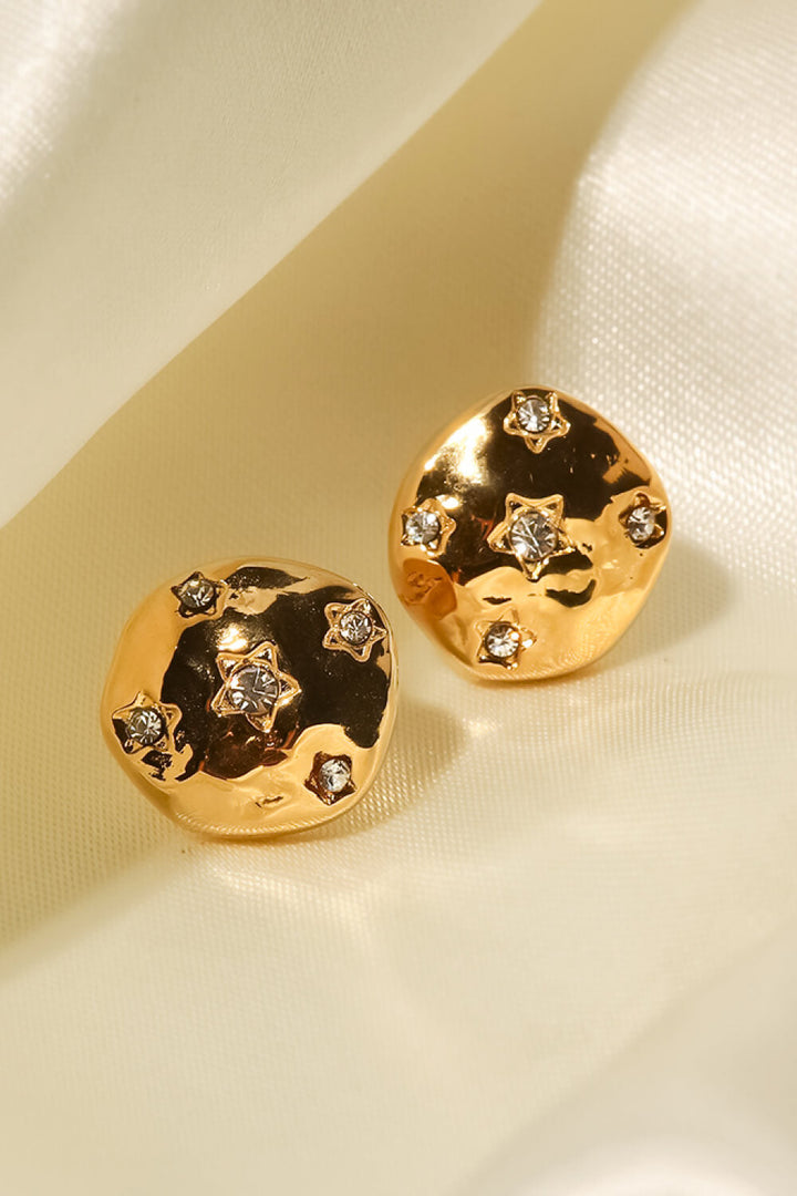 18K Gold-Plated Cubic Zirconia Stud Earrings - Earrings - FITGGINS