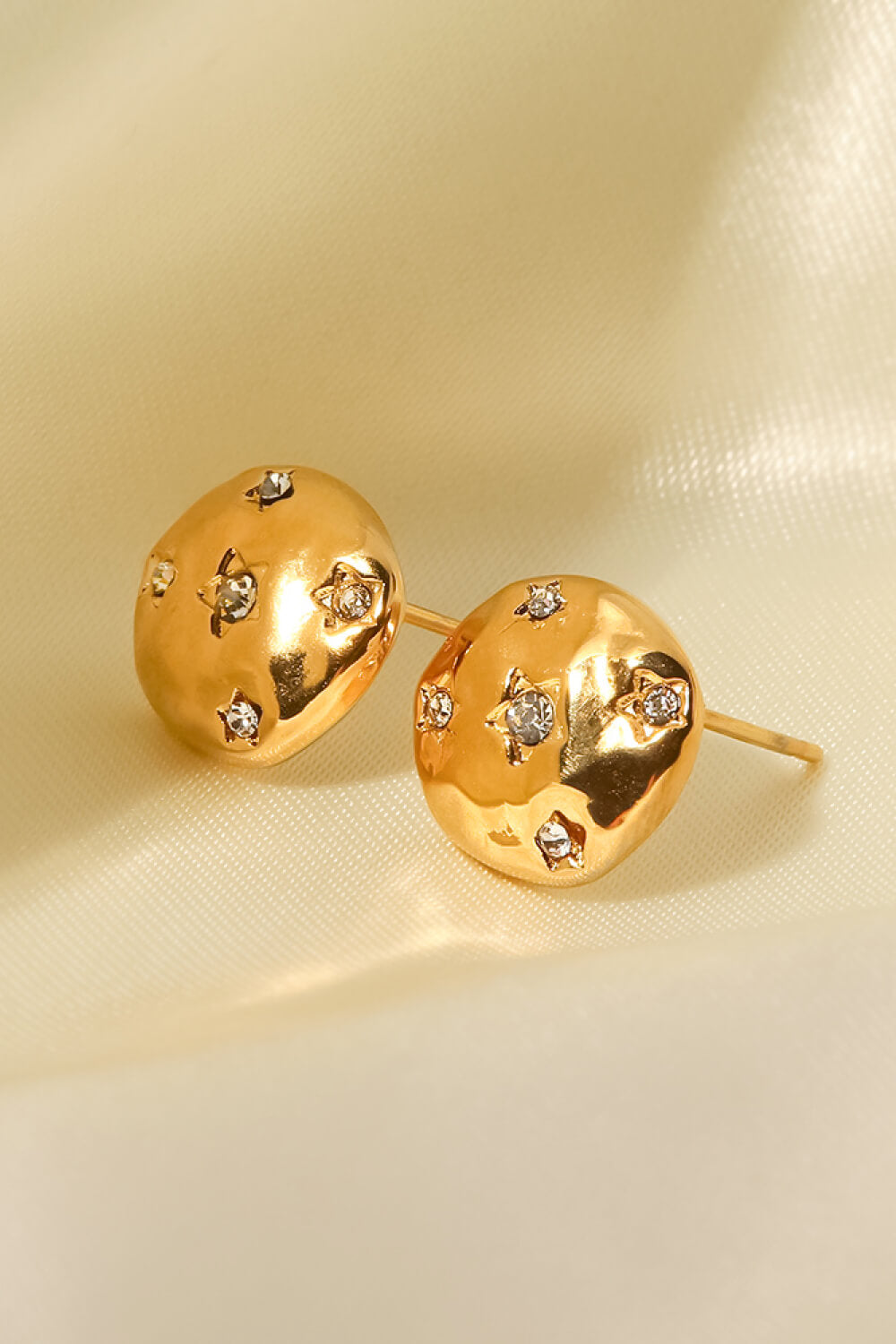 18K Gold-Plated Cubic Zirconia Stud Earrings - Earrings - FITGGINS