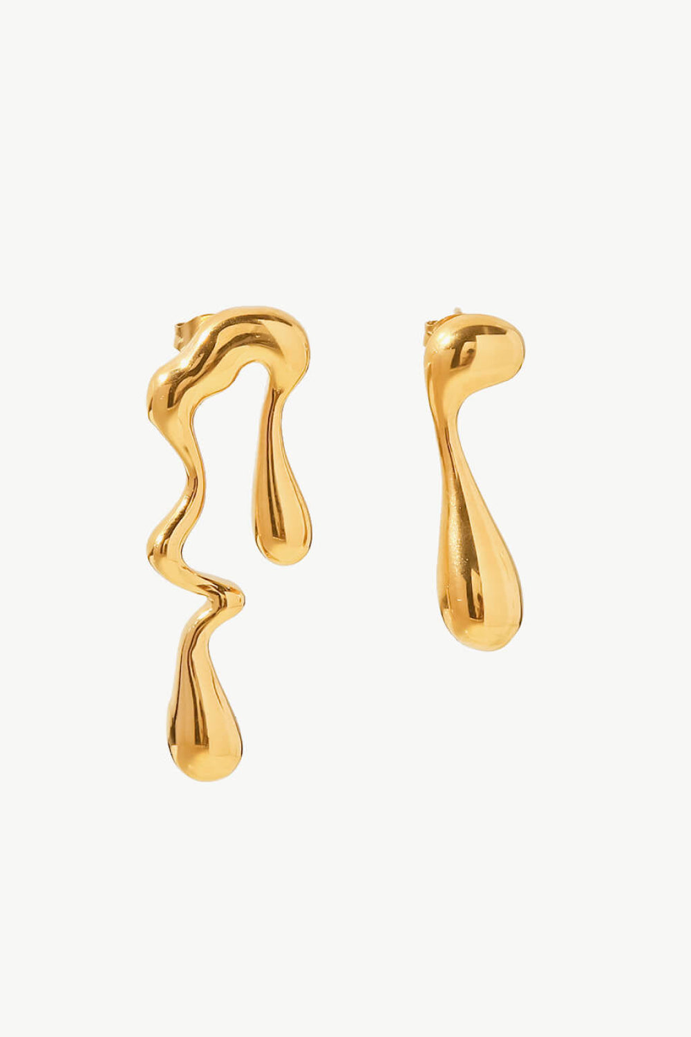 18K Gold Plated Geometric Mismatched Earrings - Earrings - FITGGINS