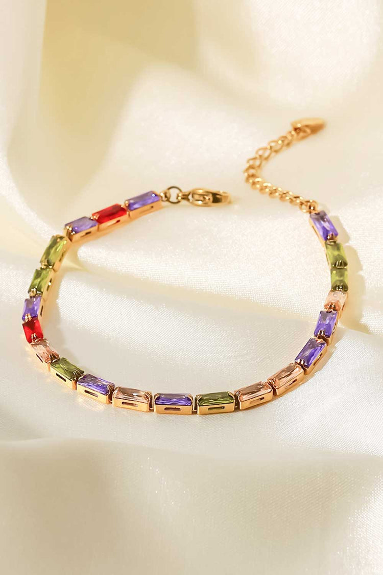 18K Gold Plated Multicolored Cubic Zirconia Bracelet - Bracelets - FITGGINS