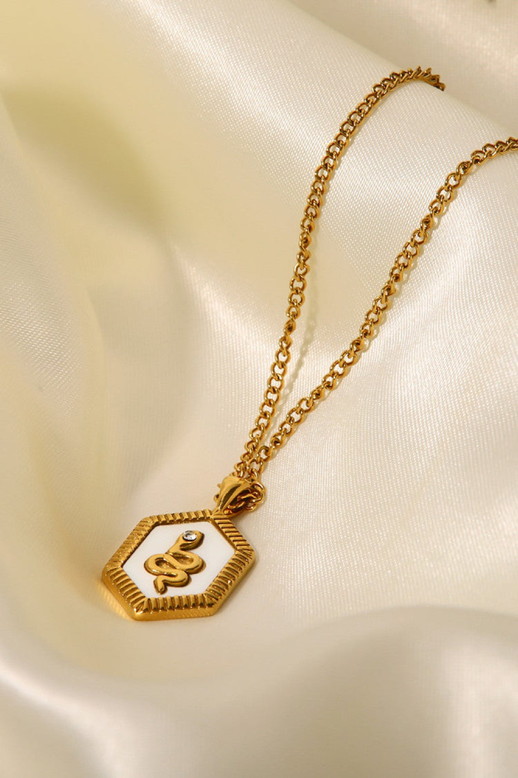 18K Gold Plated Snake Geometric Pendant Necklace - Necklaces - FITGGINS