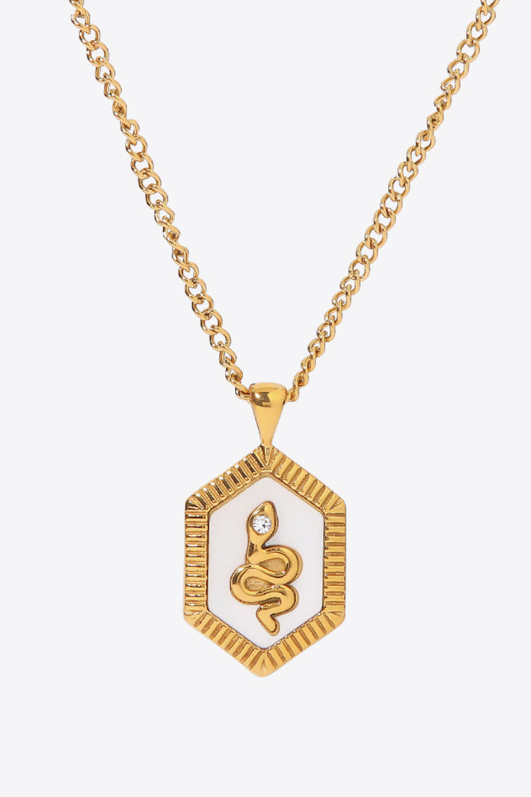 18K Gold Plated Snake Geometric Pendant Necklace - Necklaces - FITGGINS