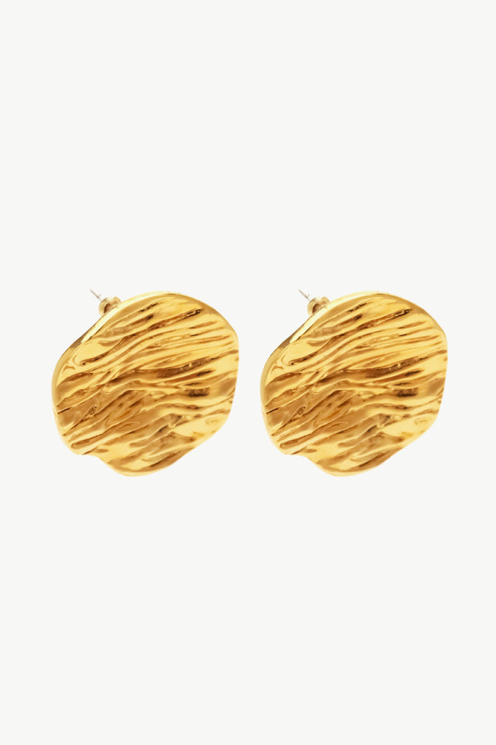 18K Gold-Plated Textured Stud Earrings - Earrings - FITGGINS