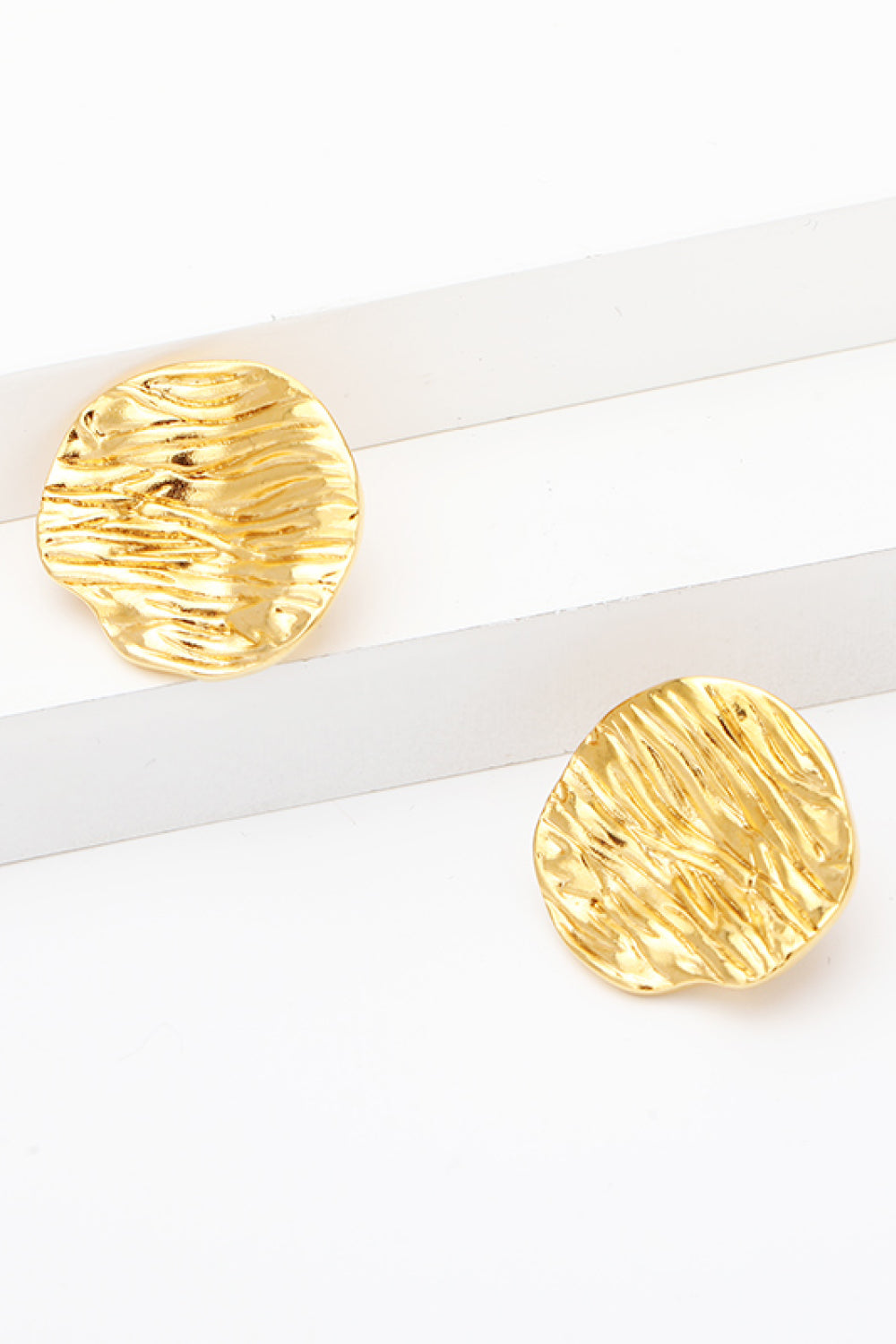 18K Gold-Plated Textured Stud Earrings - Earrings - FITGGINS