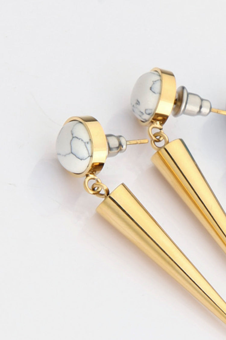 18K Stainless Steel Turquoise Drop Earrings - Earrings - FITGGINS