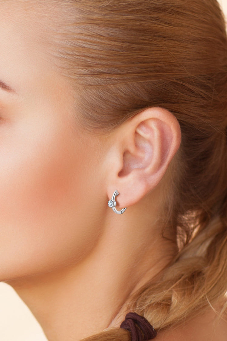 18k Gold-Plated Inlaid Moissanite Huggie Earrings - Earrings - FITGGINS