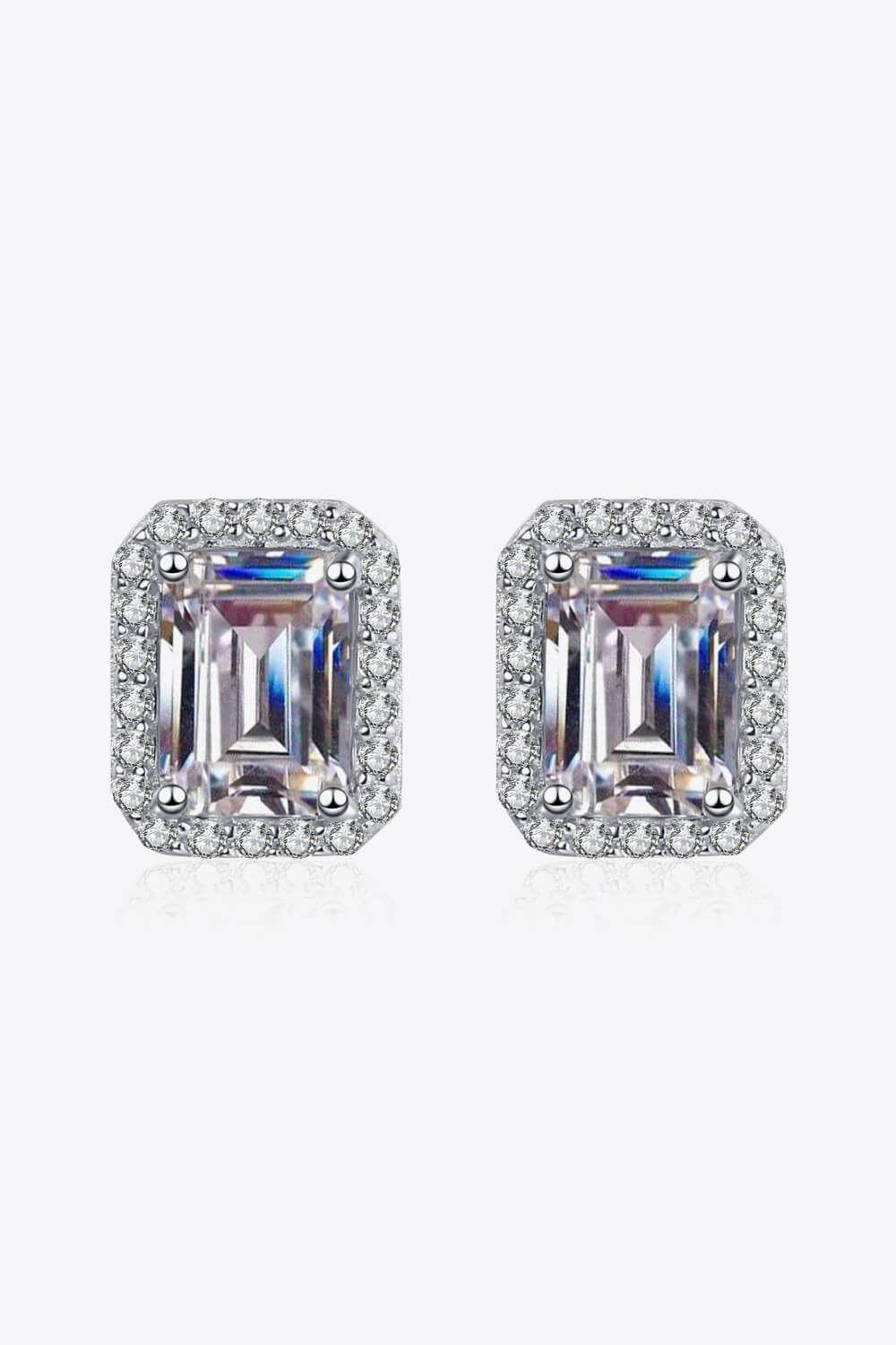 1 Carat Moissanite Rhodium-Plated Square Stud Earrings - Earrings - FITGGINS