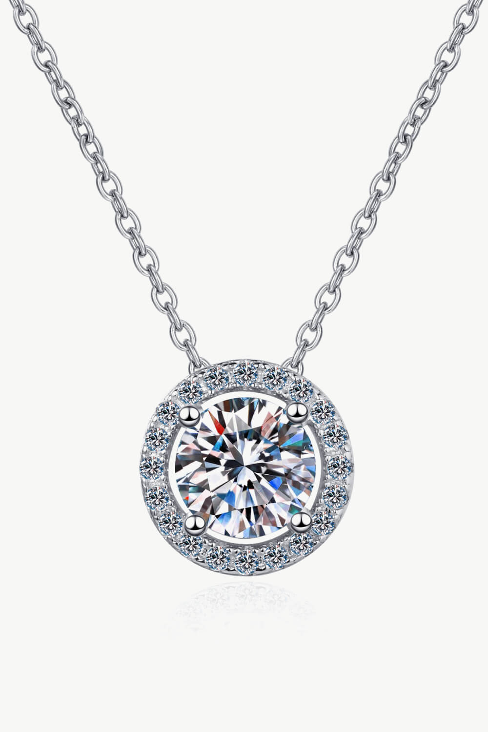 1 Carat Moissanite Round Pendant Chain Necklace - Necklaces - FITGGINS