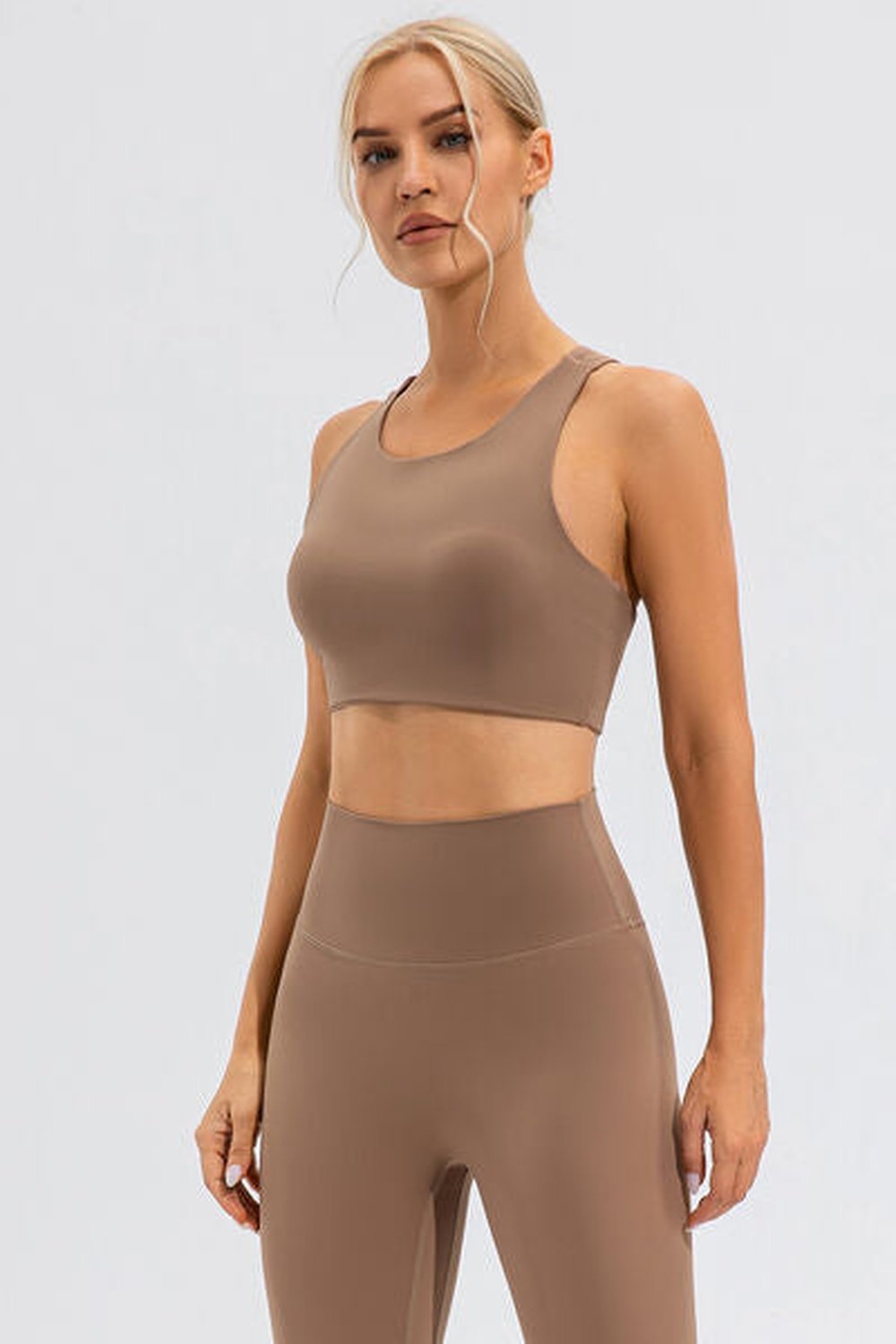 Round Neck Cutout Cropped Active Tank - Crop Tops & Tank Tops - FITGGINS
