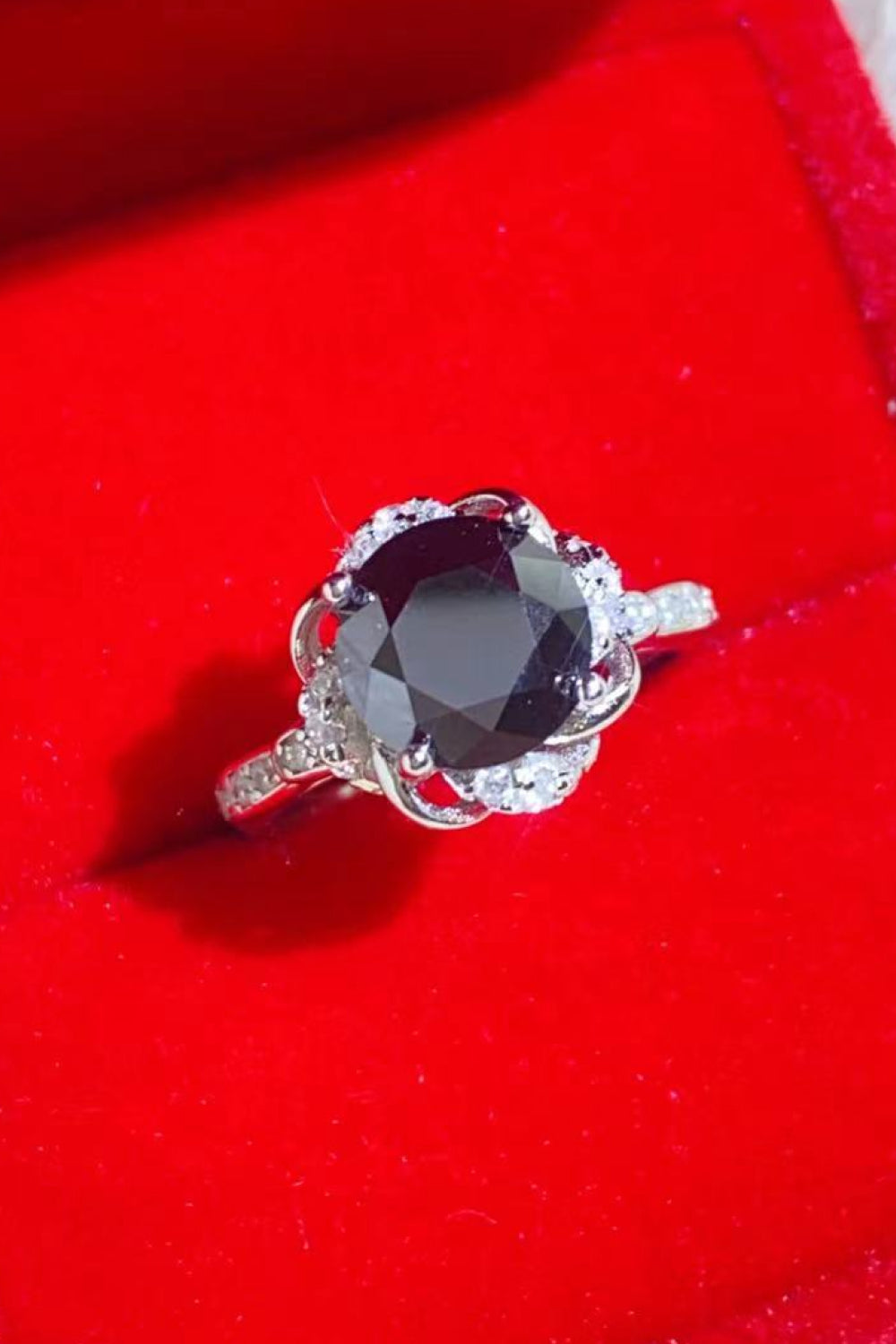 2 Carat Black Moissanite Floral Ring - Rings - FITGGINS