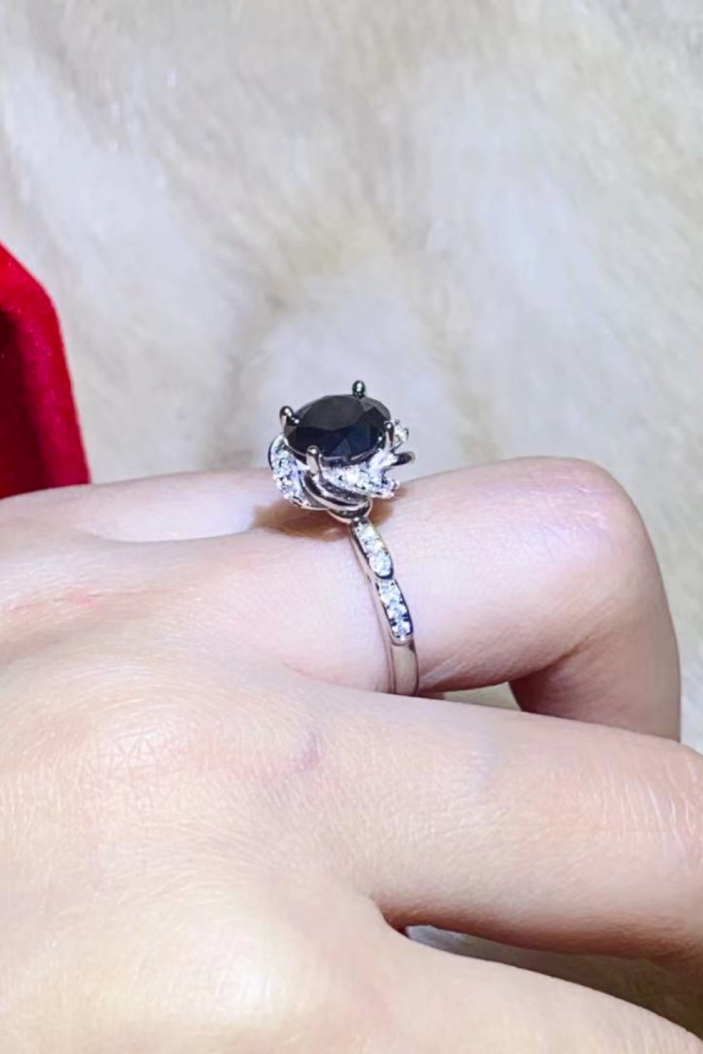 2 Carat Black Moissanite Floral Ring - Rings - FITGGINS