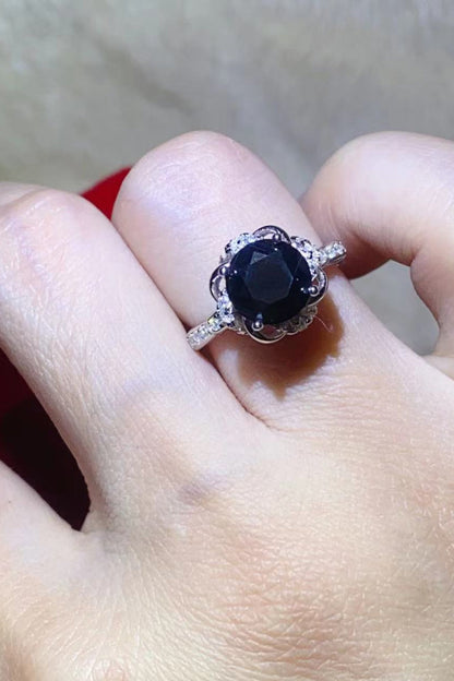 2 Carat Black Moissanite Floral Ring - Rings - FITGGINS