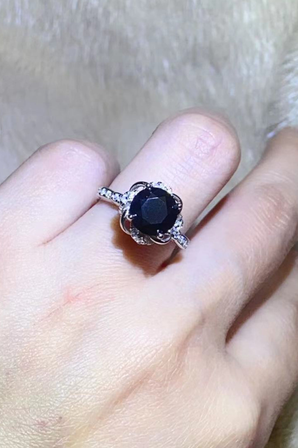 2 Carat Black Moissanite Floral Ring - Rings - FITGGINS