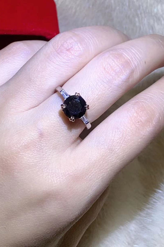 2 Carat Black Moissanite Platinum-Plated Ring - Rings - FITGGINS