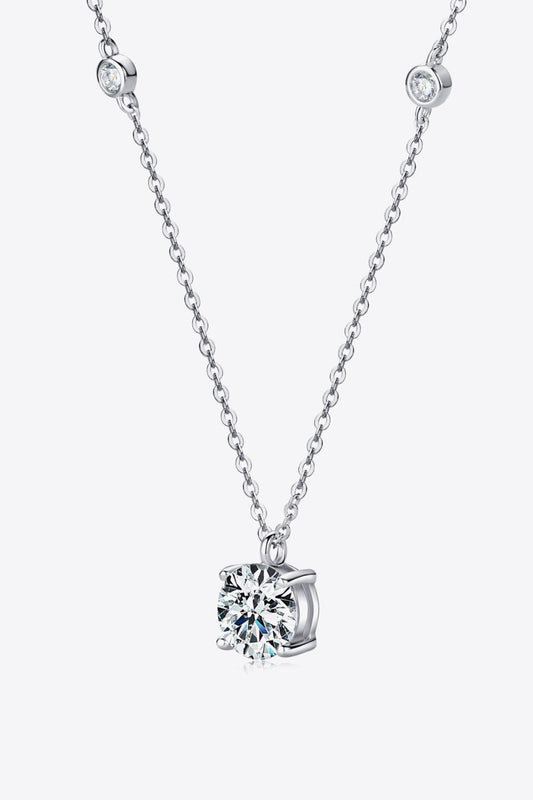 2 Carat Moissanite 4-Prong 925 Sterling Silver Necklace - Necklaces - FITGGINS