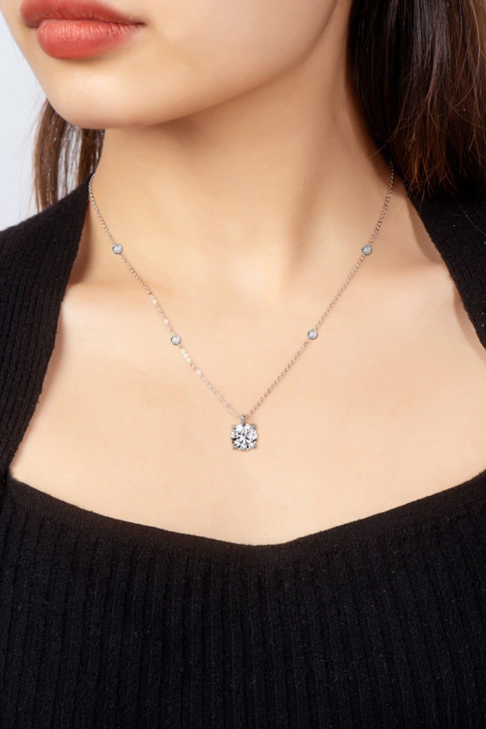 2 Carat Moissanite 4-Prong 925 Sterling Silver Necklace - Necklaces - FITGGINS