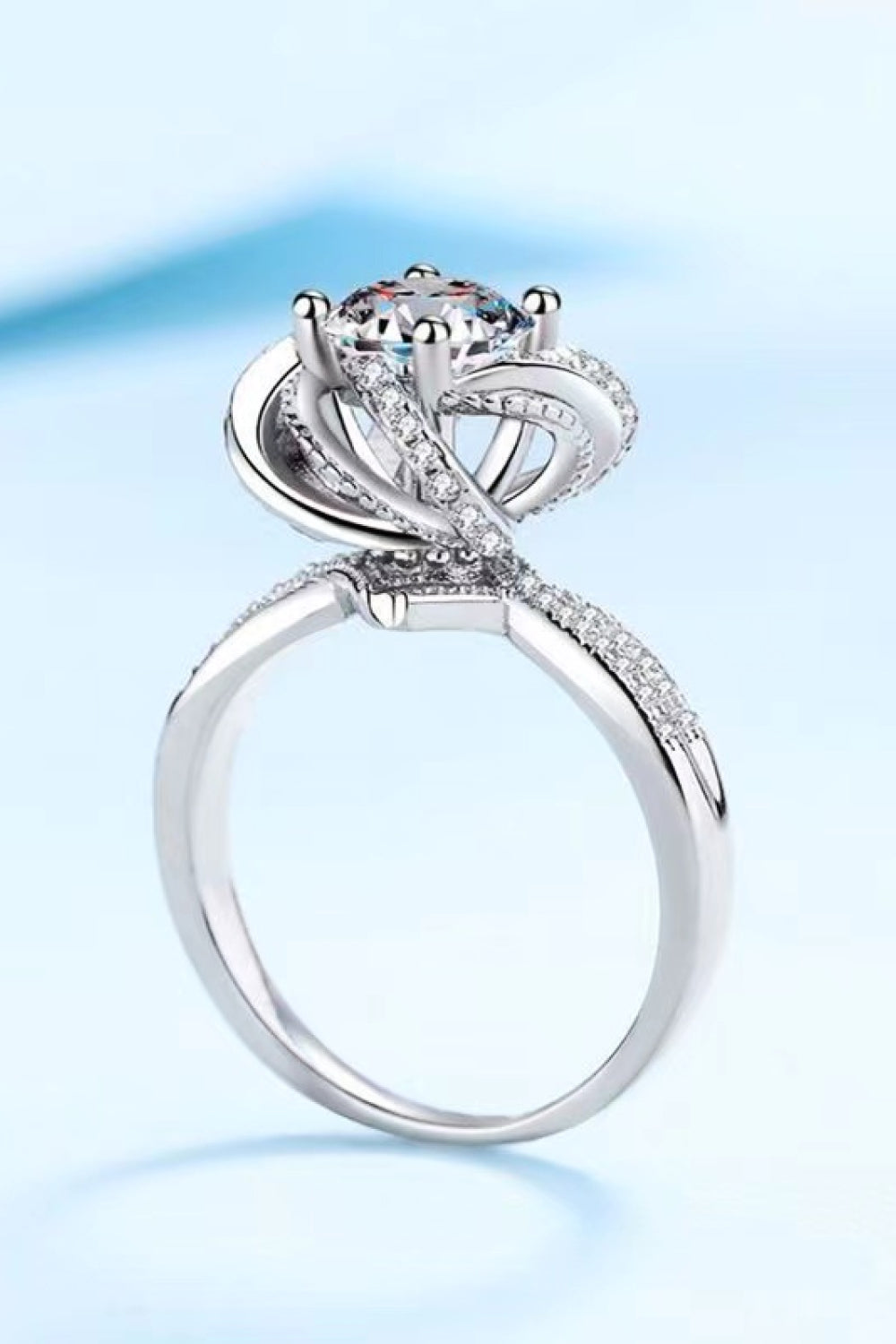 2 Carat Moissanite Floral Platinum-Plated Ring - Rings - FITGGINS