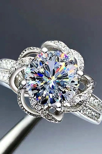 2 Carat Moissanite Floral Platinum-Plated Ring - Rings - FITGGINS