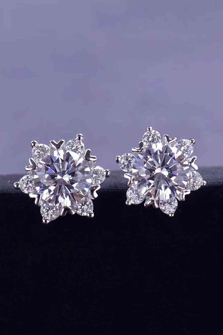 2 Carat Moissanite Floral Stud Earrings - - FITGGINS