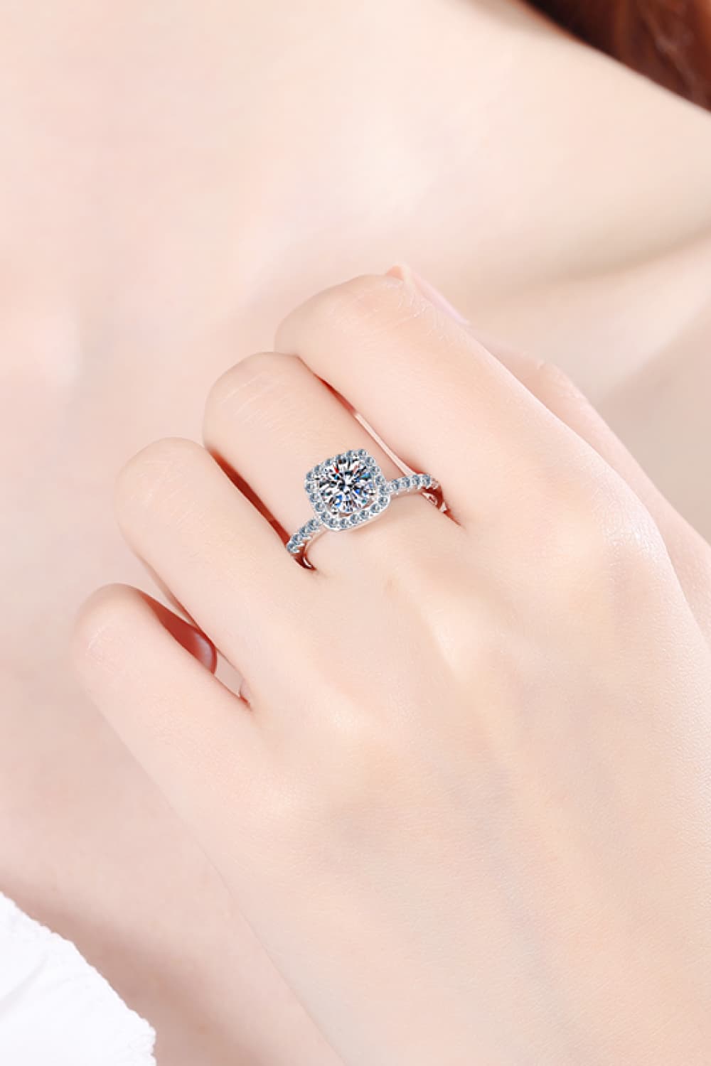 2 Carat Moissanite Square Halo Ring - Rings - FITGGINS