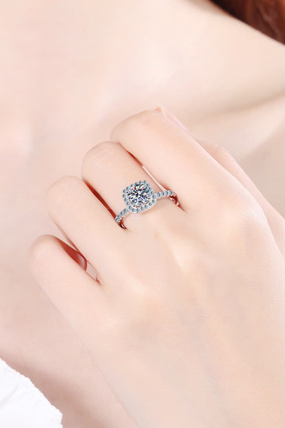 2 Carat Moissanite Square Halo Ring - Rings - FITGGINS