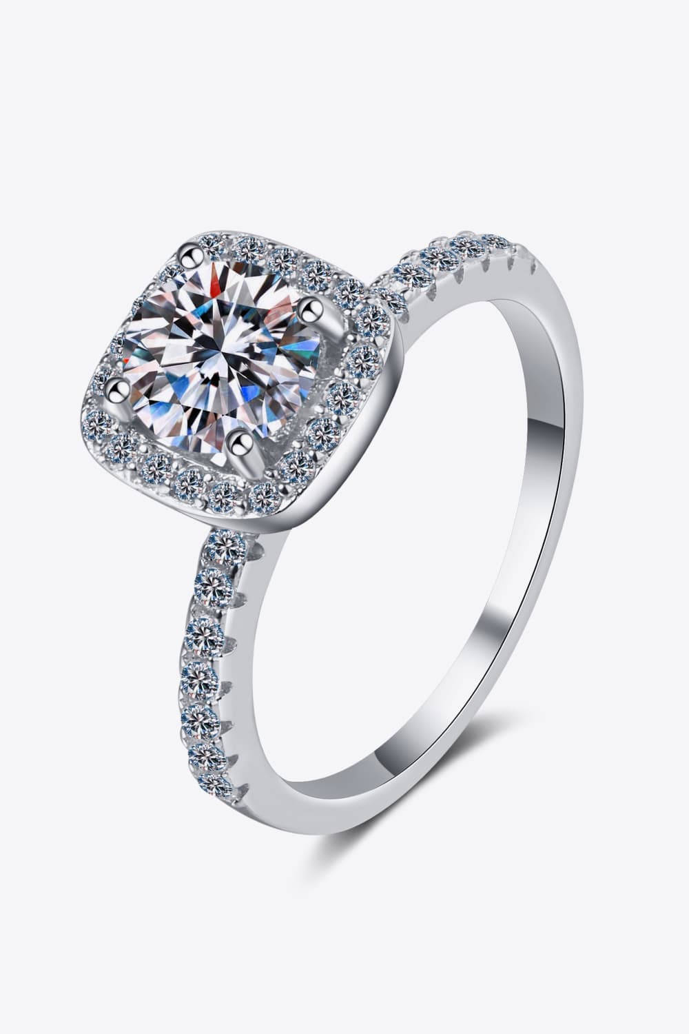 2 Carat Moissanite Square Halo Ring - Rings - FITGGINS