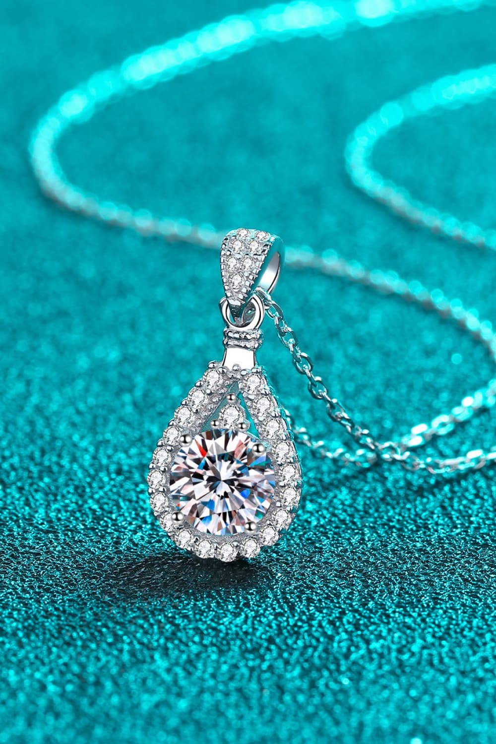 2 Carat Moissanite Teardrop Pendant 925 Sterling Silver Necklace - Necklaces - FITGGINS