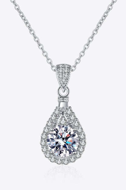 2 Carat Moissanite Teardrop Pendant 925 Sterling Silver Necklace - Necklaces - FITGGINS