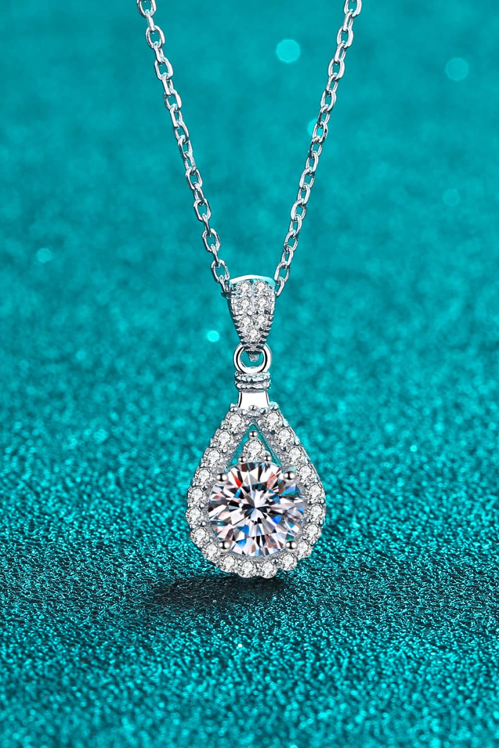 2 Carat Moissanite Teardrop Pendant 925 Sterling Silver Necklace - Necklaces - FITGGINS