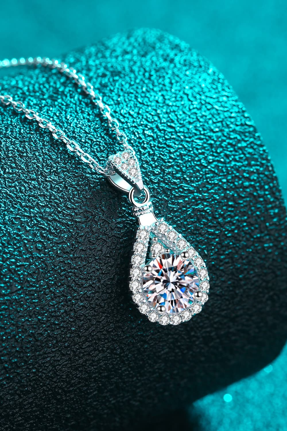 2 Carat Moissanite Teardrop Pendant 925 Sterling Silver Necklace - Necklaces - FITGGINS