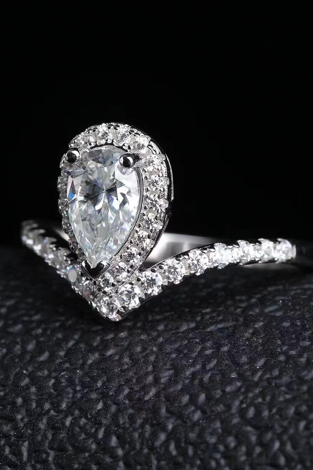 2 Carat Moissanite Teardrop Ring - Rings - FITGGINS