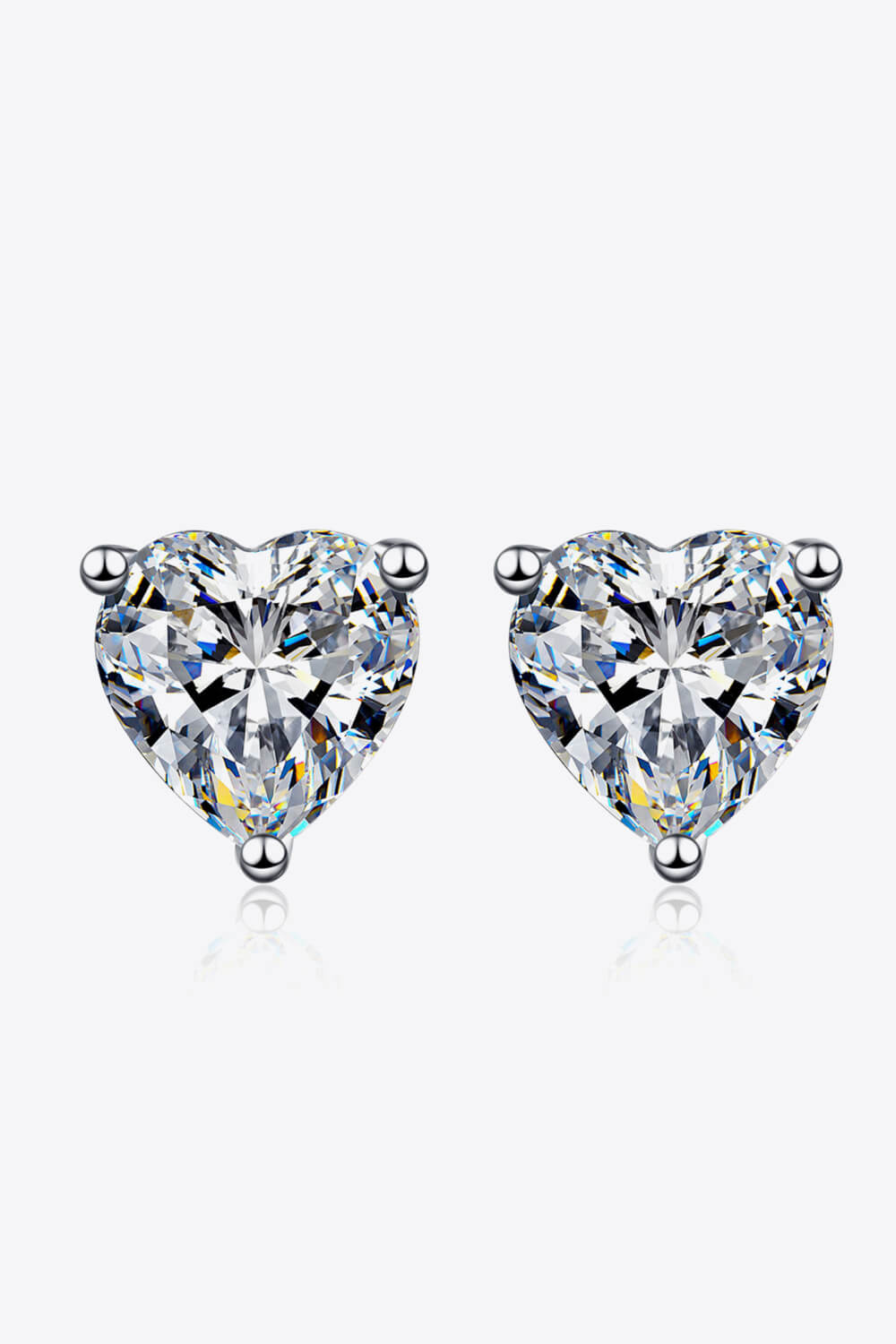 2 Carat Moissanite Heart-Shaped Stud Earrings - Earrings - FITGGINS