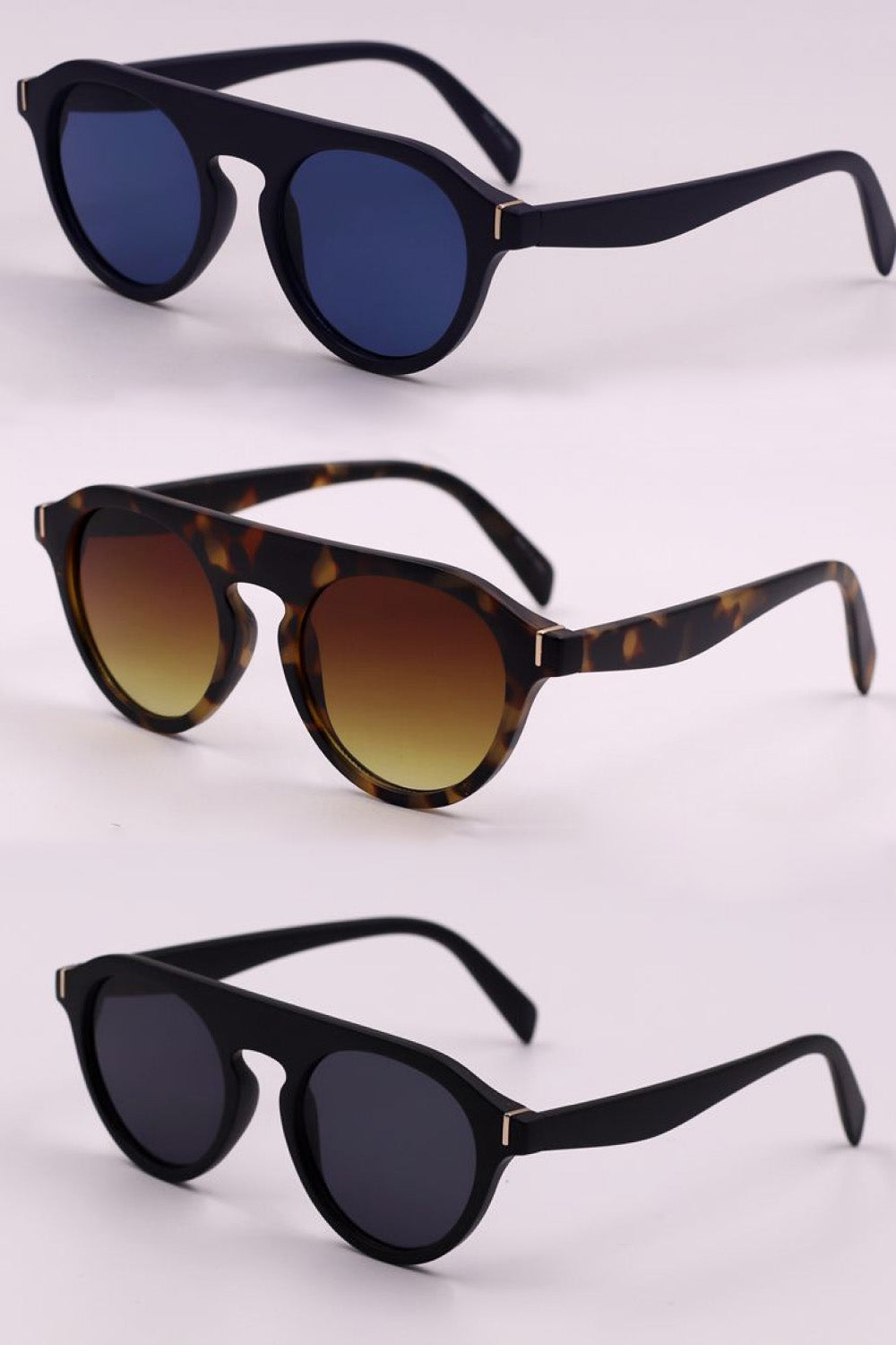 3-Piece Round Polycarbonate Full Rim Sunglasses - Sunglasses - FITGGINS